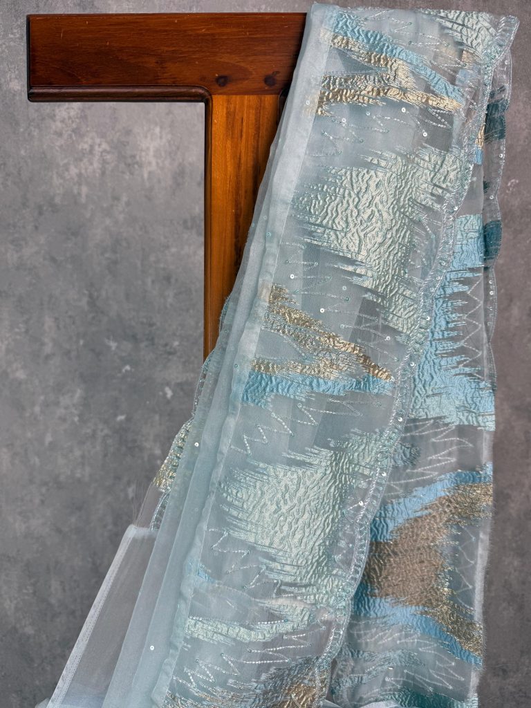 TURKISH ORGANZA EMBROIDERY SAREE - Image 2