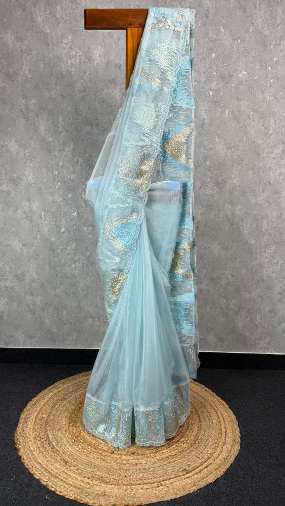 TURKISH ORGANZA EMBROIDERY SAREE