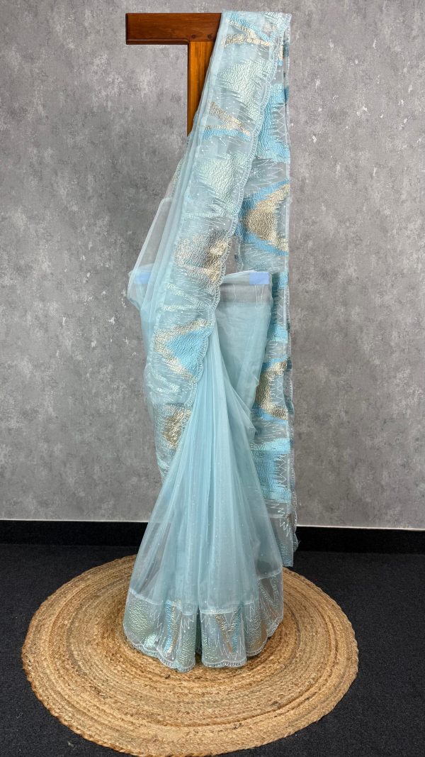 TURKISH ORGANZA EMBROIDERY SAREE