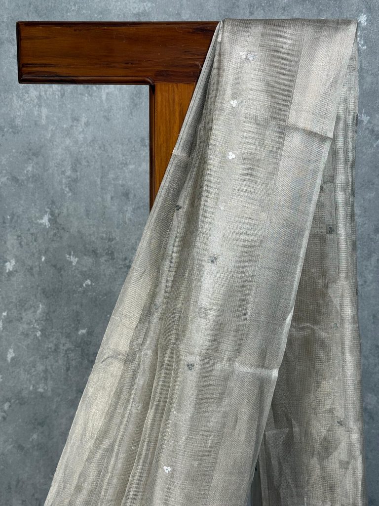 TUSSAR TISSUE EMBROIDERY SAREE - Image 2