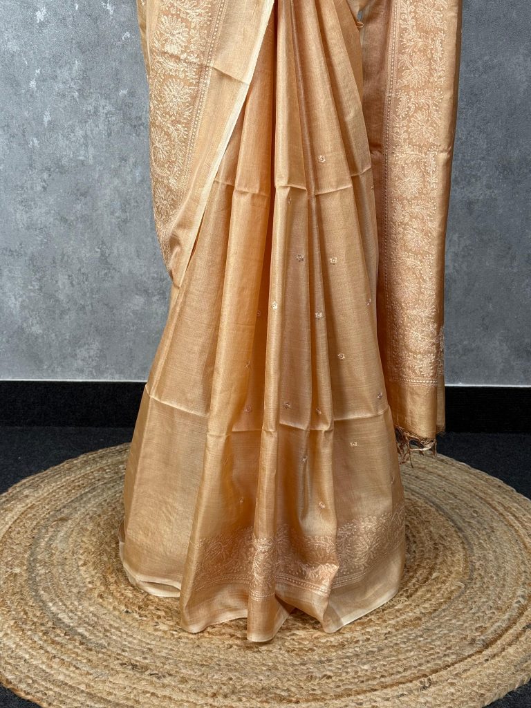 TUSSAR SILK EMBROIDERY SAREE - Image 3