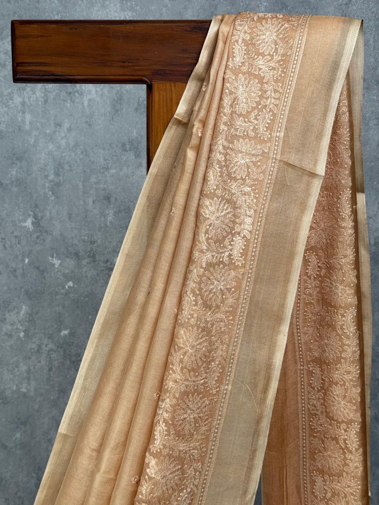 TUSSAR SILK EMBROIDERY SAREE - Image 2