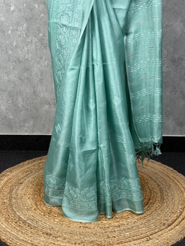 TUSSAR SILK EMBROIDERY SAREE - Image 3