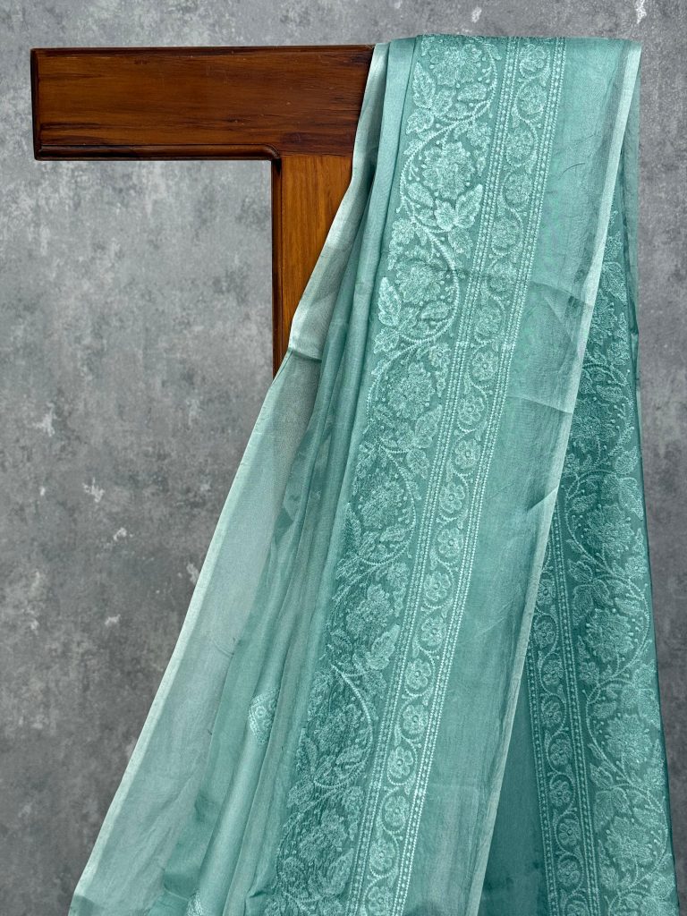 TUSSAR SILK EMBROIDERY SAREE - Image 2
