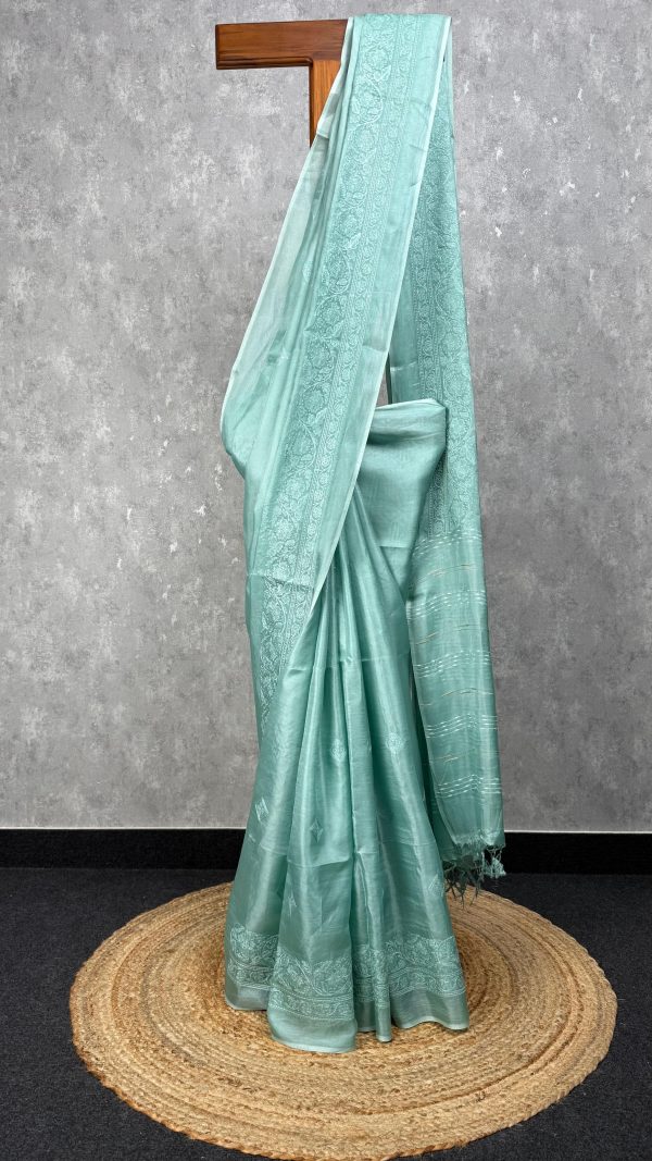 TUSSAR SILK EMBROIDERY SAREE