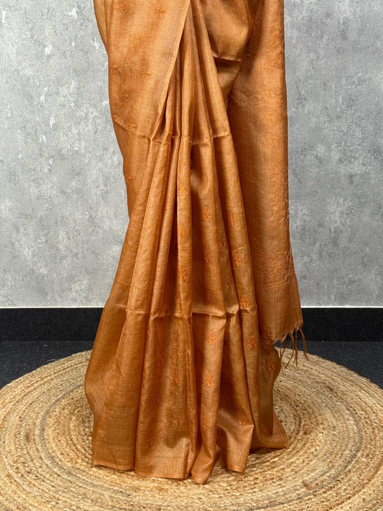 TUSSAR SILK EMBROIDERY SAREE - Image 3