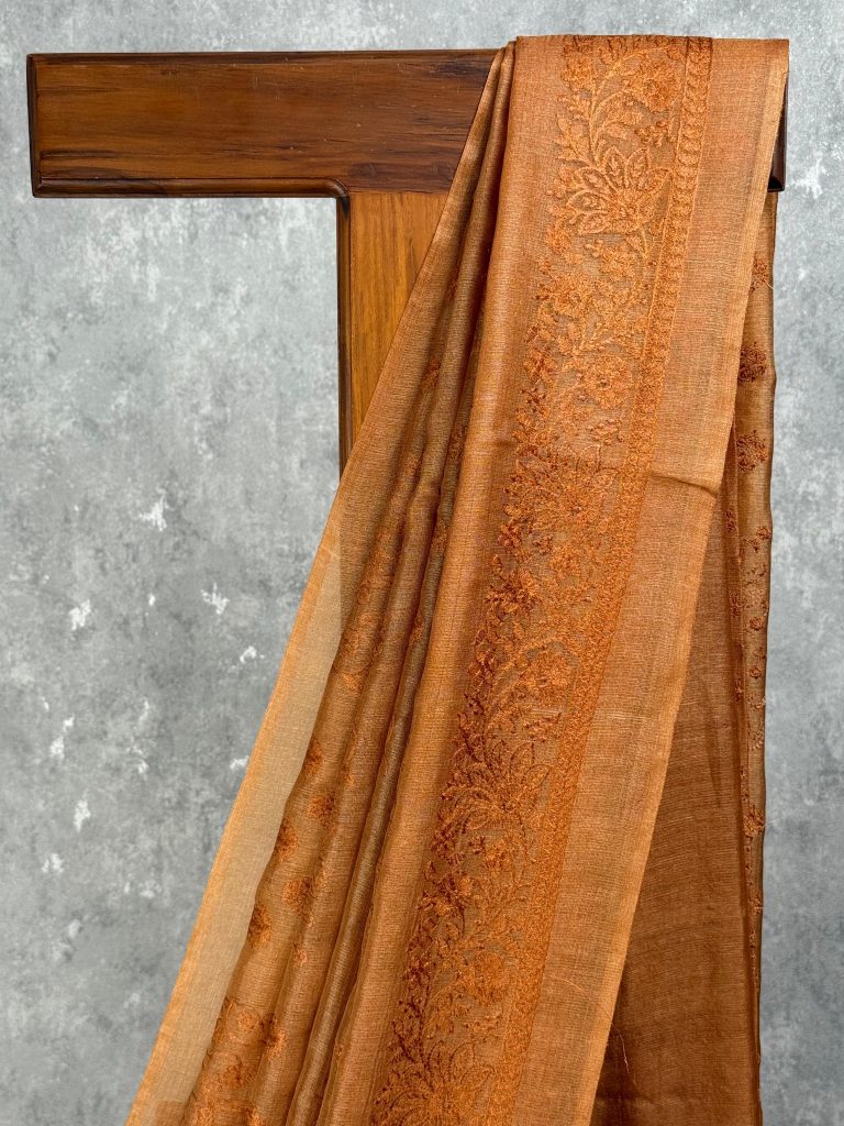 TUSSAR SILK EMBROIDERY SAREE - Image 2