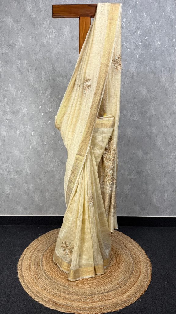 SILK LINEN EMBROIDERY SAREE