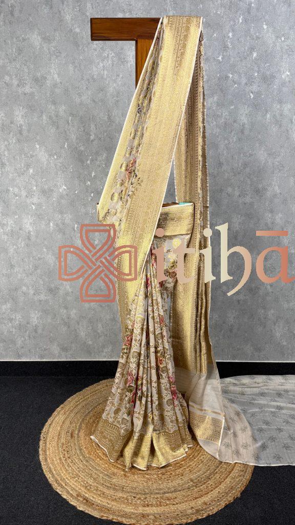 VISCOSE GEORGETTE PRINTED BANARASI SAREE