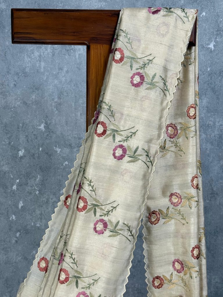 SEMI TUSSAR EMBROIDERY SAREE - Image 2