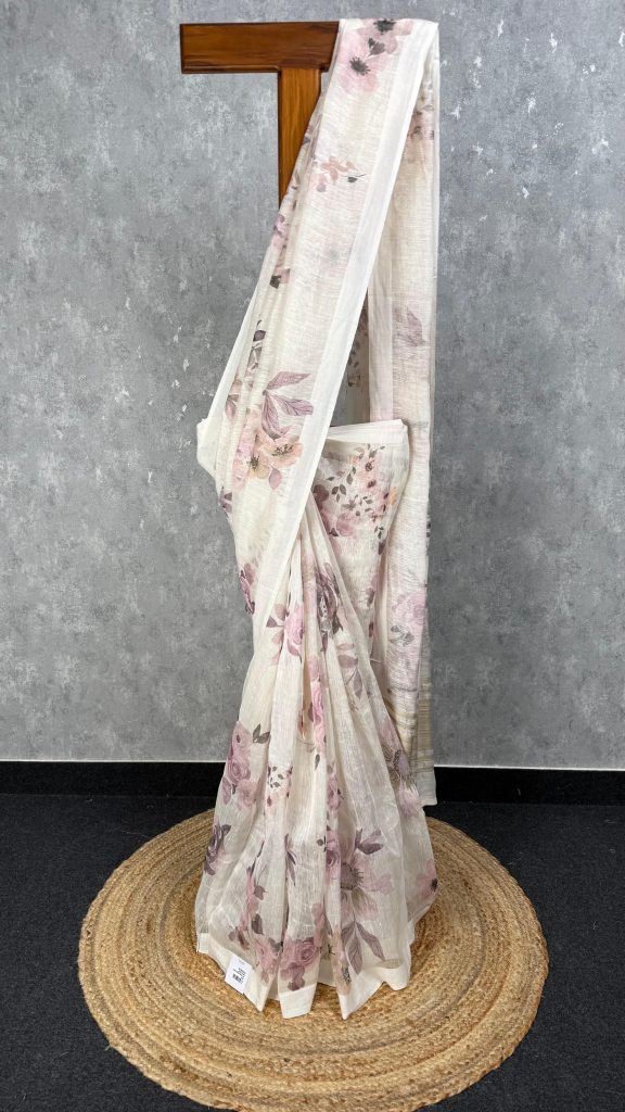 SILK LINEN PRINTED SAREE