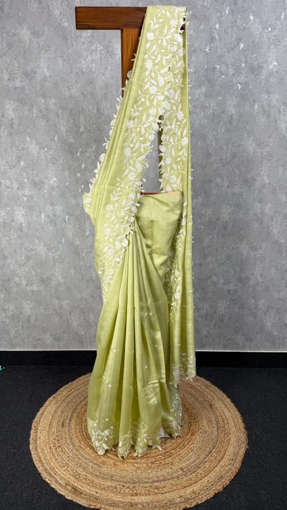 SEMI TUSSAR EMBROIDERY SAREE