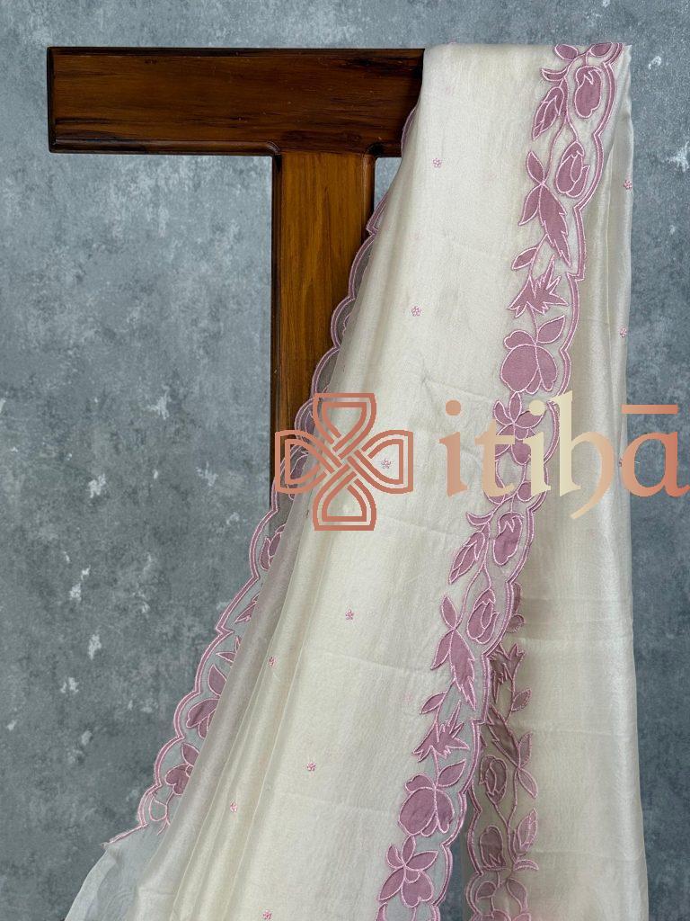 SILK ORGANZA EMBROIDERY SAREE - Image 2