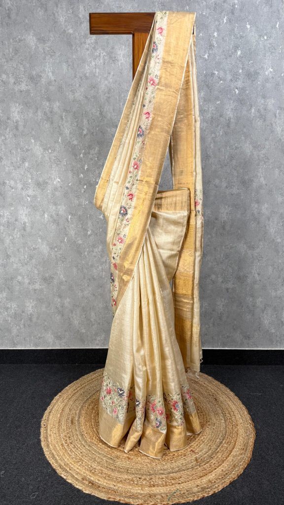 TUSSAR SILK EMBROIDERY SAREE