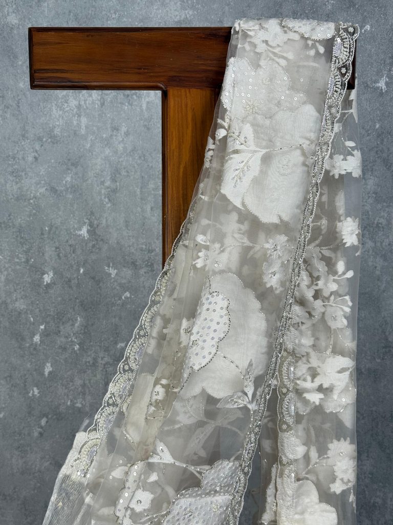 TURKISH ORGANZA EMBROIDERY SAREE - Image 2