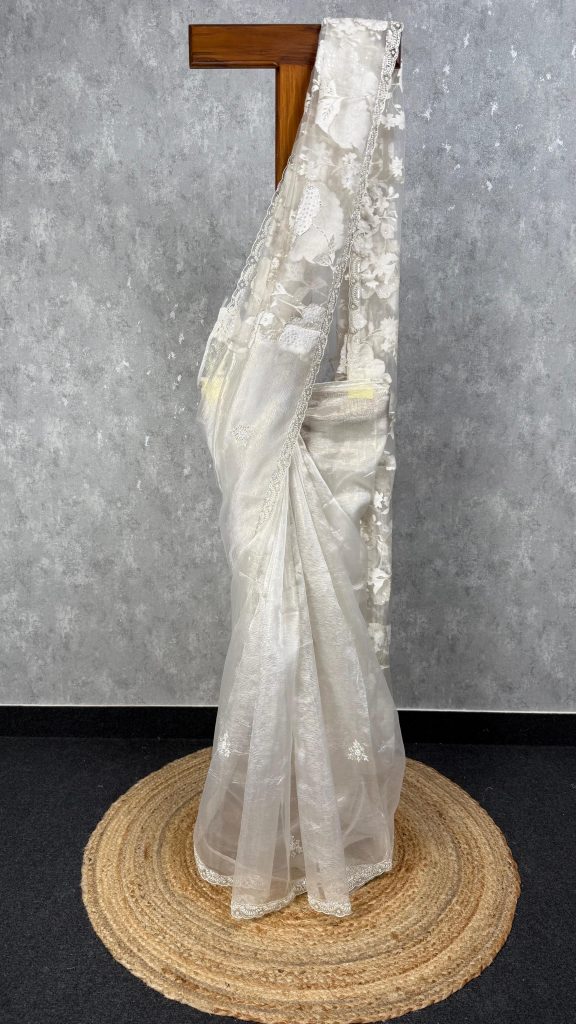 TURKISH ORGANZA EMBROIDERY SAREE