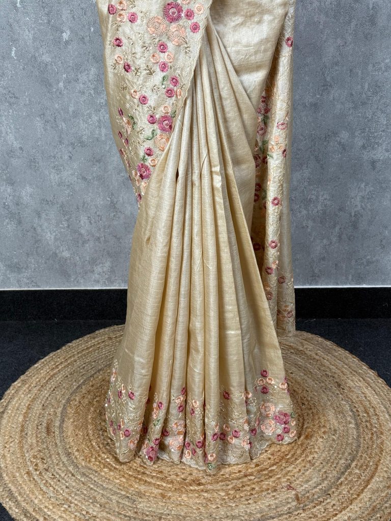 TUSSAR SILK HAND EMBROIDERY SAREE - Image 3