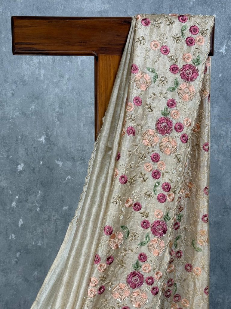 TUSSAR SILK HAND EMBROIDERY SAREE - Image 2