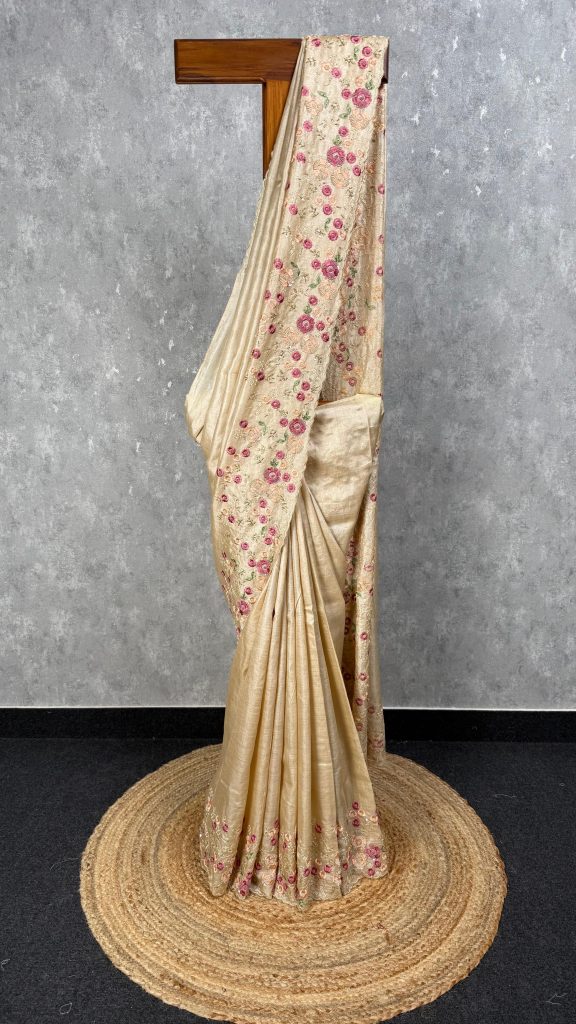 TUSSAR SILK HAND EMBROIDERY SAREE
