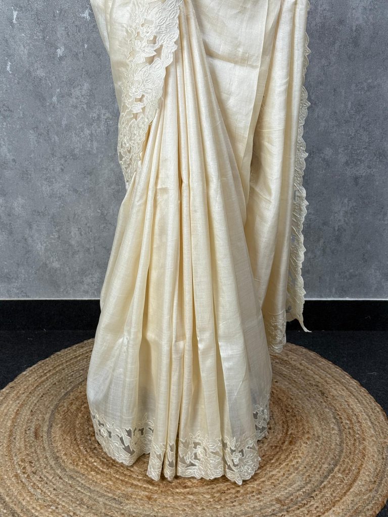 TUSSAR SILK EMBROIDERY SAREE - Image 3