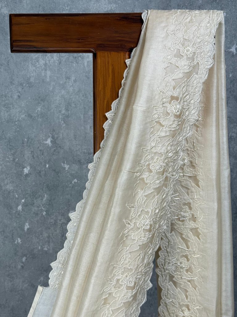 TUSSAR SILK EMBROIDERY SAREE - Image 2