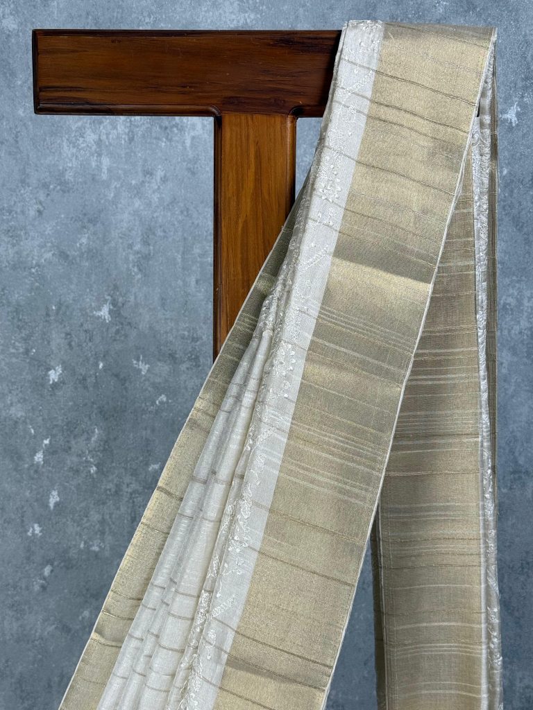SEMI TUSSAR EMBROIDERY SAREE - Image 2