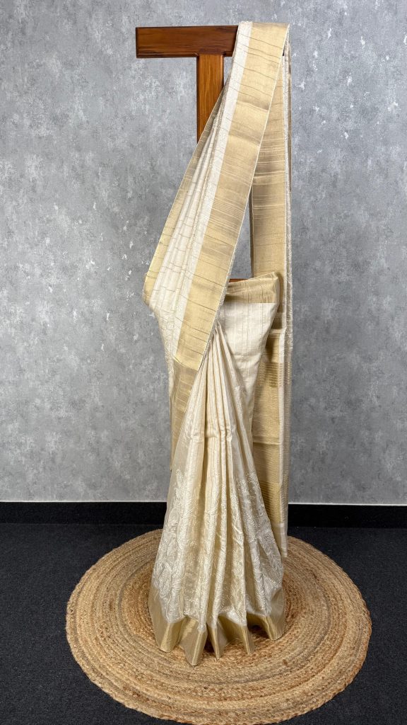 SEMI TUSSAR EMBROIDERY SAREE