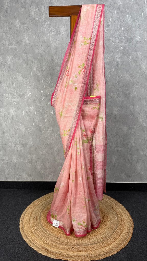 SILK LINEN PRINTED SAREE