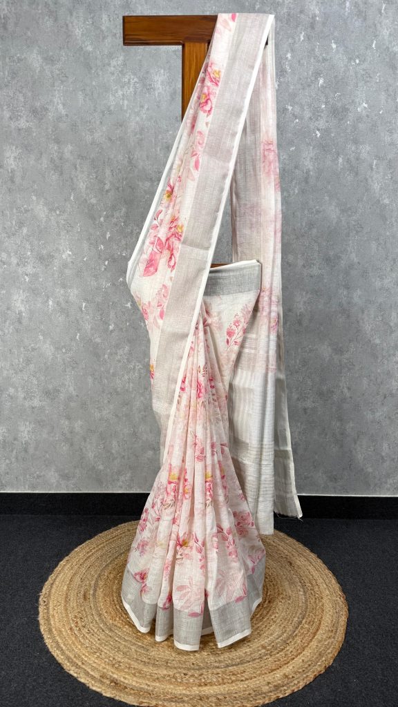SILK LINEN PRINTED SAREE
