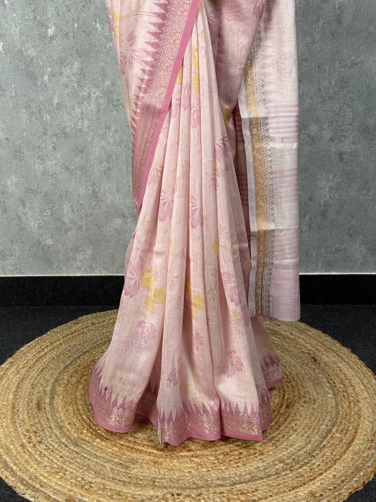 SILK CHANDERI PRINTED SAREE - Image 3