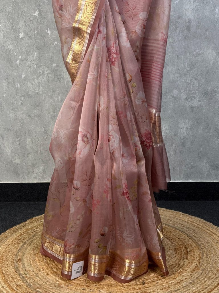 SILK ORGANZA PRINTED SAREE - Image 3