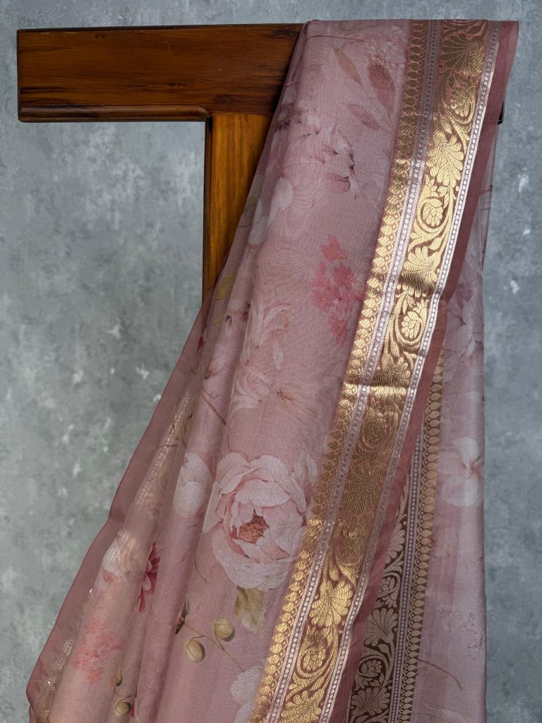 SILK ORGANZA PRINTED SAREE - Image 2