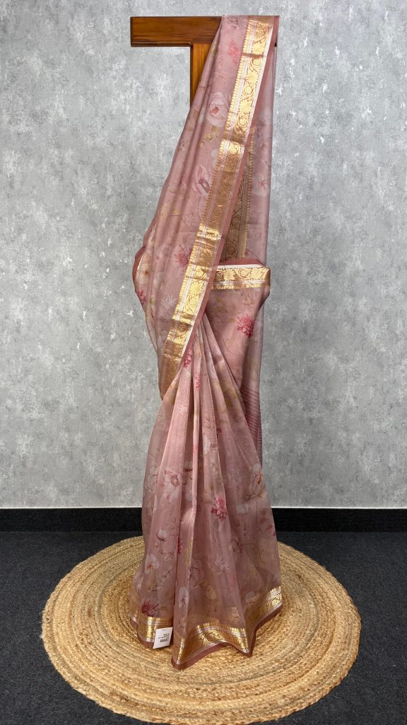 SILK ORGANZA PRINTED SAREE