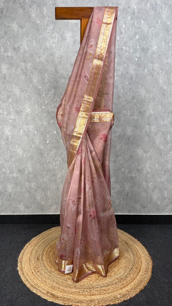 SILK ORGANZA PRINTED SAREE