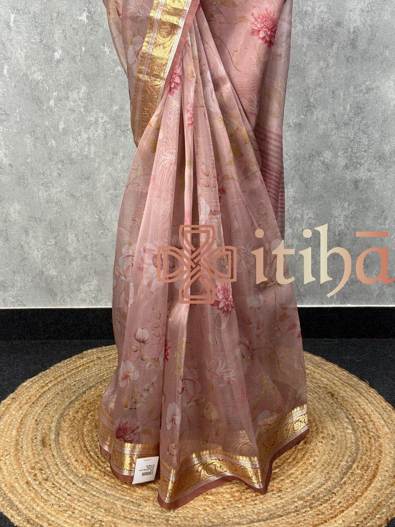 SILK ORGANZA PRINTED SAREE - Image 3