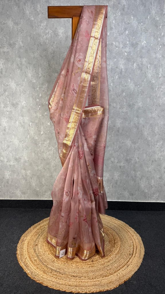 SILK ORGANZA PRINTED SAREE