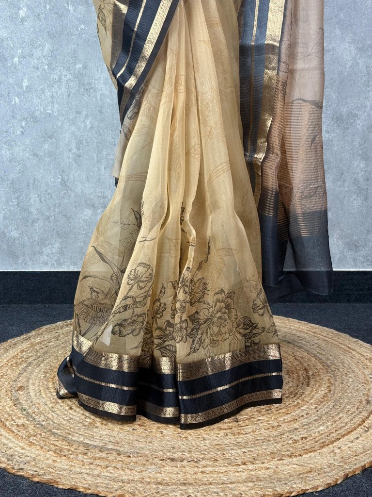 SILK ORGANZA PRINTED SAREE - Image 3