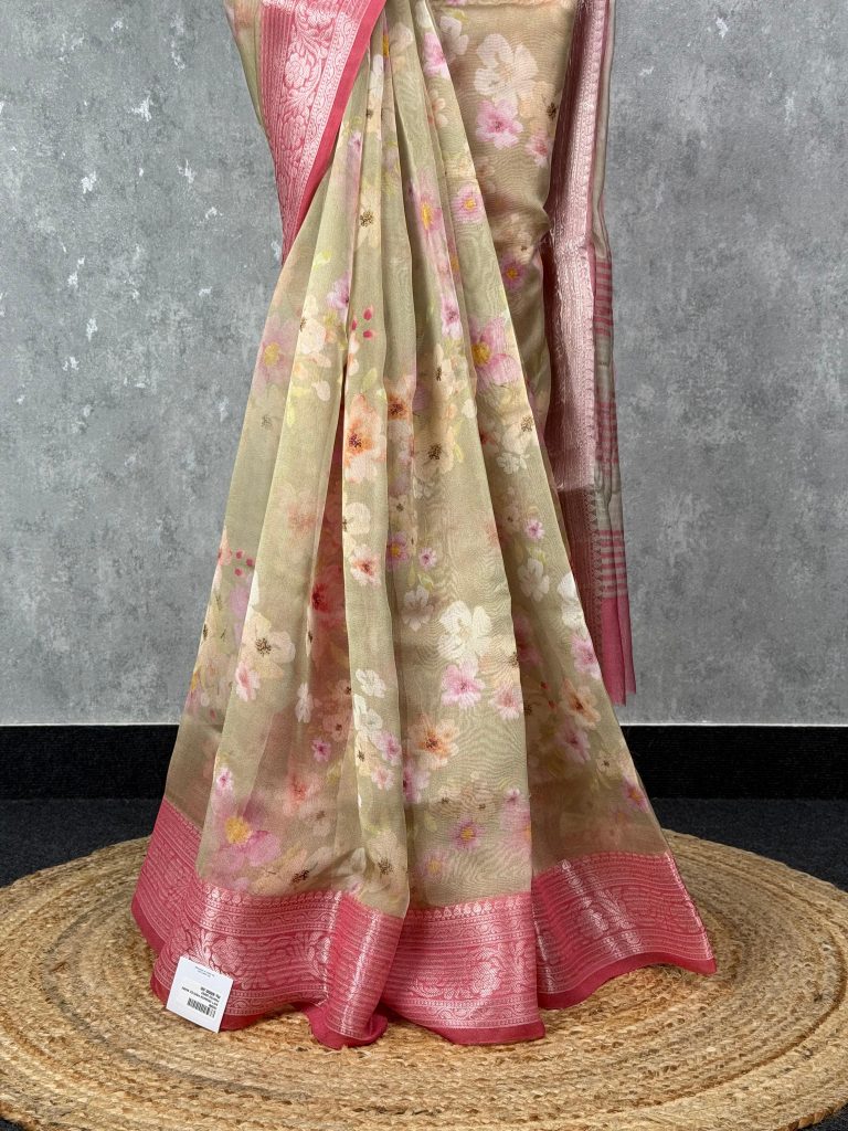 SOFT ORGANZA PRINTED SAREE - Image 3