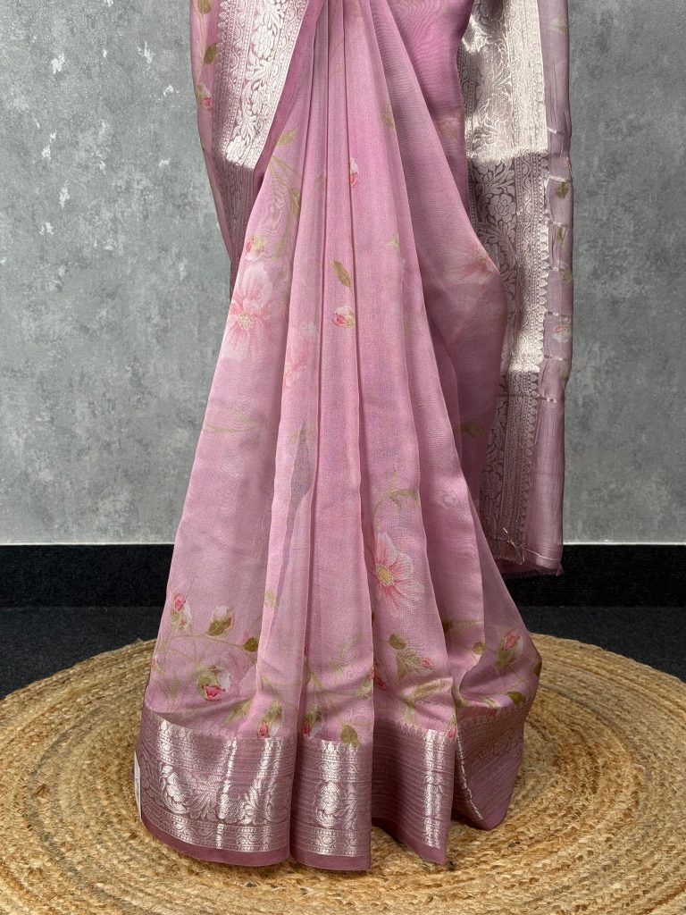 SOFT ORGANZA PRINTED SAREE - Image 3