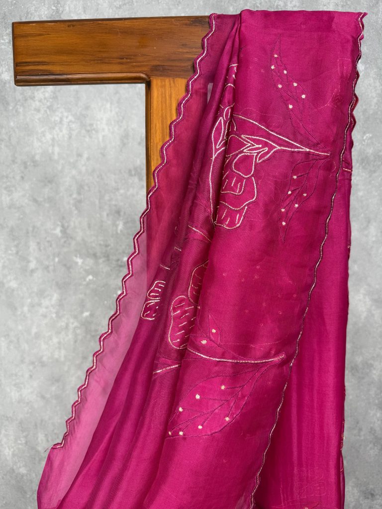 SILK ORGANZA EMBROIDERY SAREE - Image 2