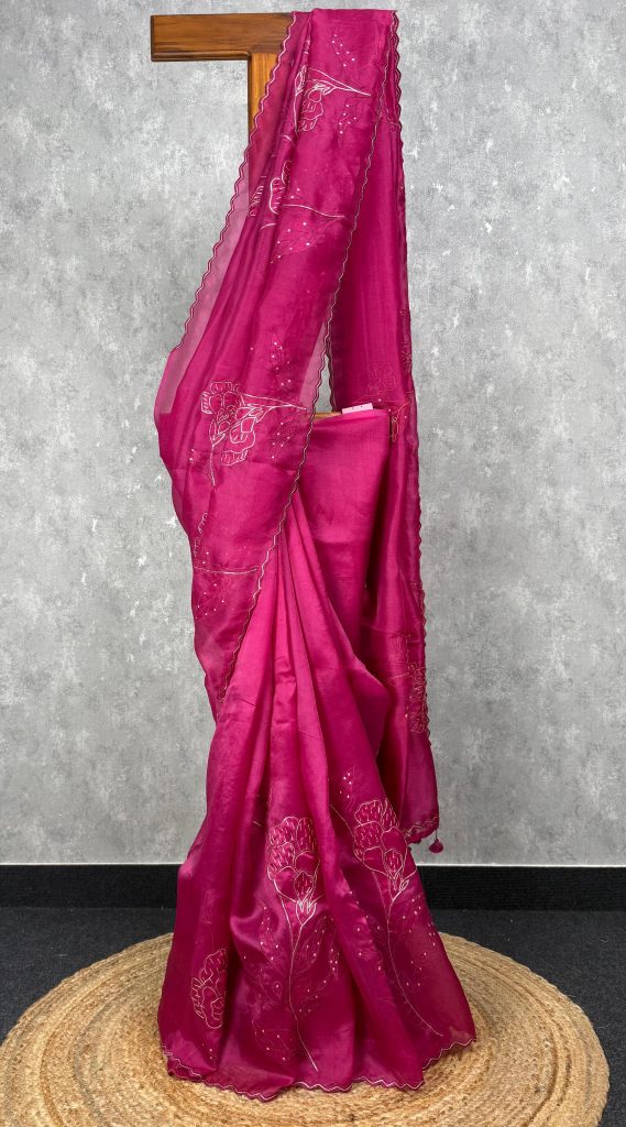 SILK ORGANZA EMBROIDERY SAREE