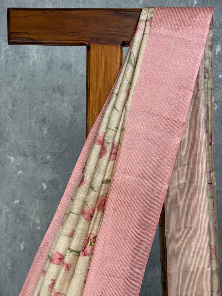 TUSSAR SILK PRINTED SAREE - Image 2