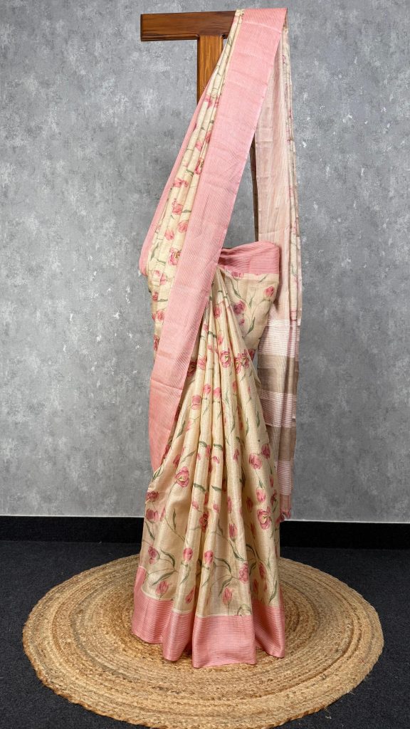 TUSSAR SILK PRINTED SAREE
