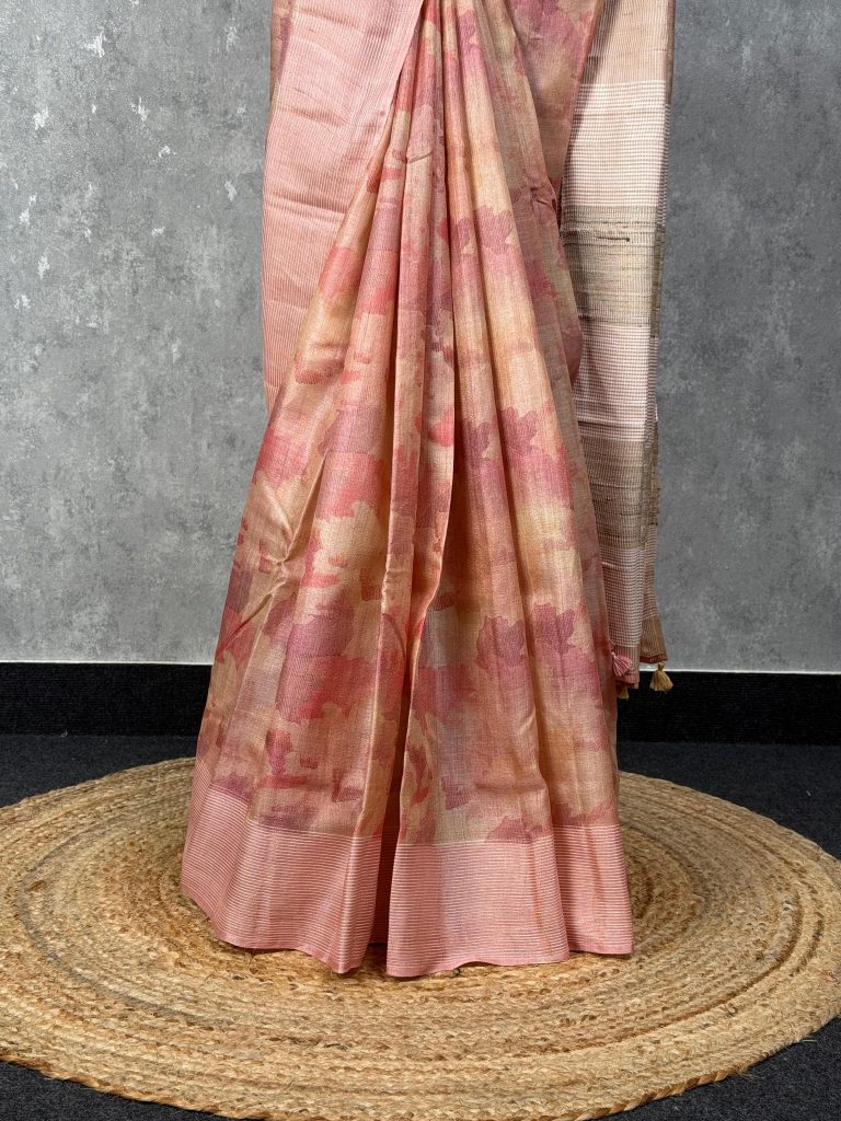 TUSSAR SILK PRINTED SAREE - Image 3