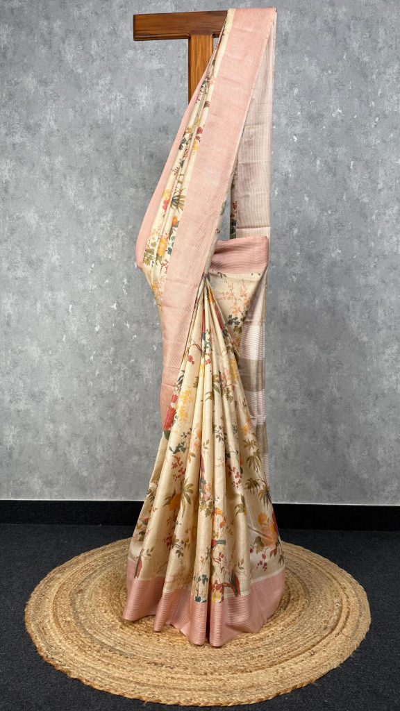 TUSSAR SILK PRINTED SAREE