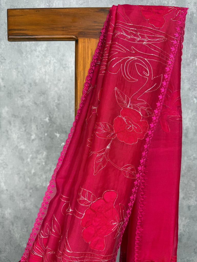 SILK ORGANZA EMBROIDERY SAREE - Image 2