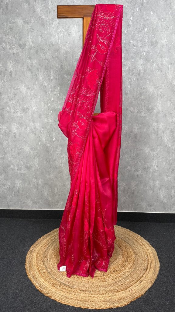 SILK ORGANZA EMBROIDERY SAREE