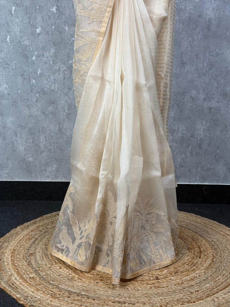 SILK ORGANZA EMBROIDERY SAREE - Image 3