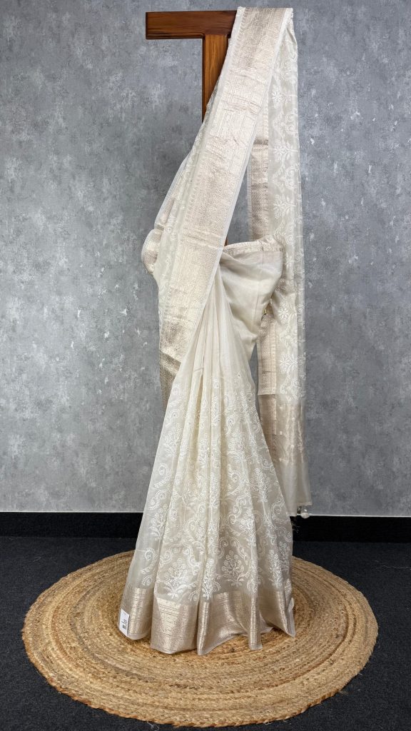 SILK ORGANZA EMBROIDERY BANARASI SAREE