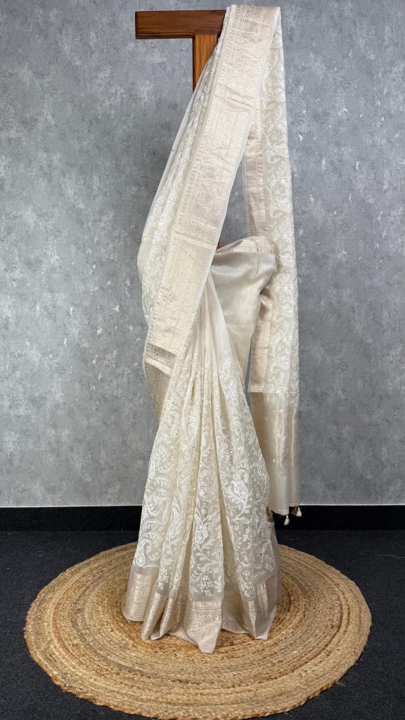 SILK ORGANZA EMBROIDERY BANARASI SAREE